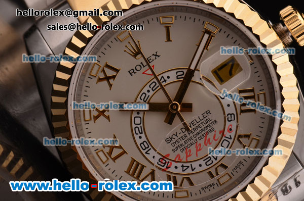 Rolex Sky-Dweller Asia 2813 Automatic Two Tone Case/Strap with Grey Dial and Roman Markers - Click Image to Close